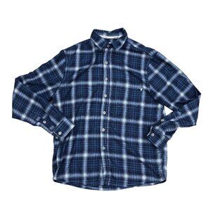 Vintage 90s PURNELL Flannel Shirt Men's MEDIUM Blue Plaid Button Down Top​​​​